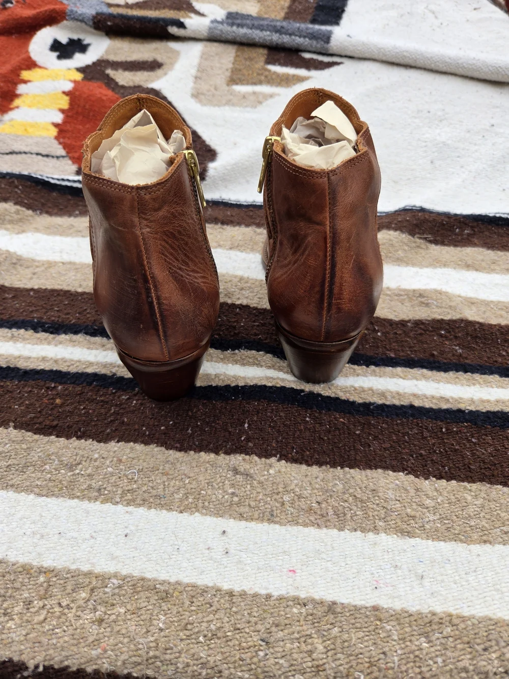 Womens Brown Leather Woven Ankle Boots Free People